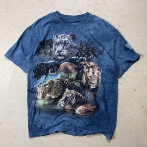 The Mountain Big Jungle Cats Lion T-Shirt Men’s Blue Rainforest Cafe Safari